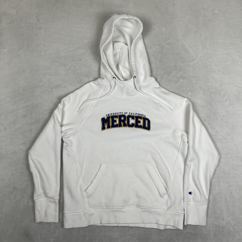 University Of California Merced Hoodie Sweatshirt Womens L White NCAA Champion